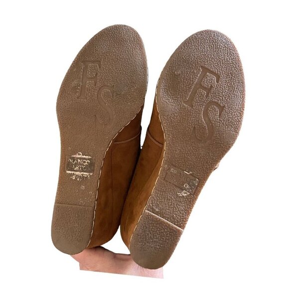 Franco Sarto Annabelle Camel Tan Wedge Ankle Booties Faux Suede Women's Size 6M - Picture 9 of 12